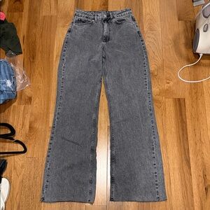 Wide leg high rise jeans gray size small NEW (33 inseam)